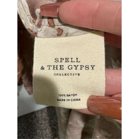 Spell & The Gypsy Collective Rosa Garden Party Midi Dress in Camel Size Medium - Picture 14 of 16